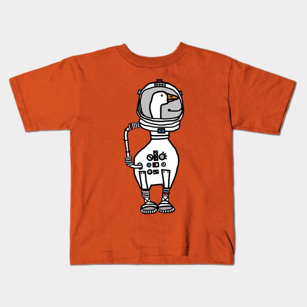 Space Goose Sci Fi Astronaut Kids T-Shirt by ellenhenryart